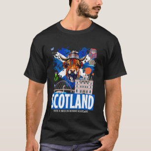 Camiseta Ideia de bandeira escocesa para mulheres e vaca da