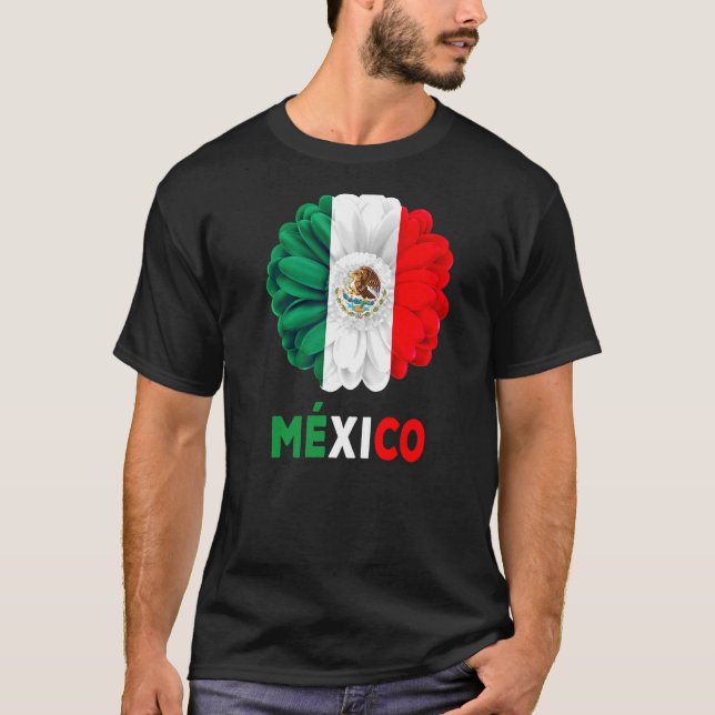 Camiseta Ideia de Bandeira Mexicana Para Mujeres & Dahlia (Frente)