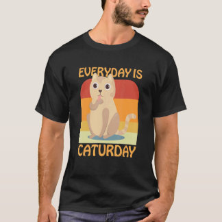 Camiseta Ideia de Caturday de Gato Todo Dia É Caturday Gato