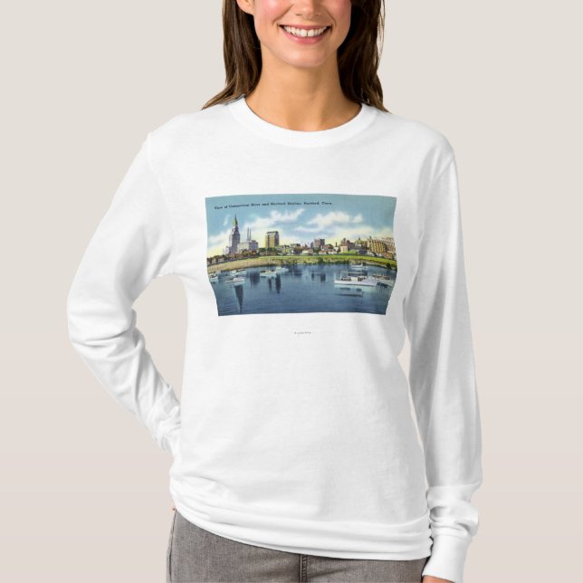 Camiseta Ideia de Connecticut River da skyline de Hartfort (Frente)