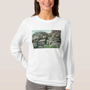 Camiseta Ideia de etapas gigantes de ascensão da rocha em