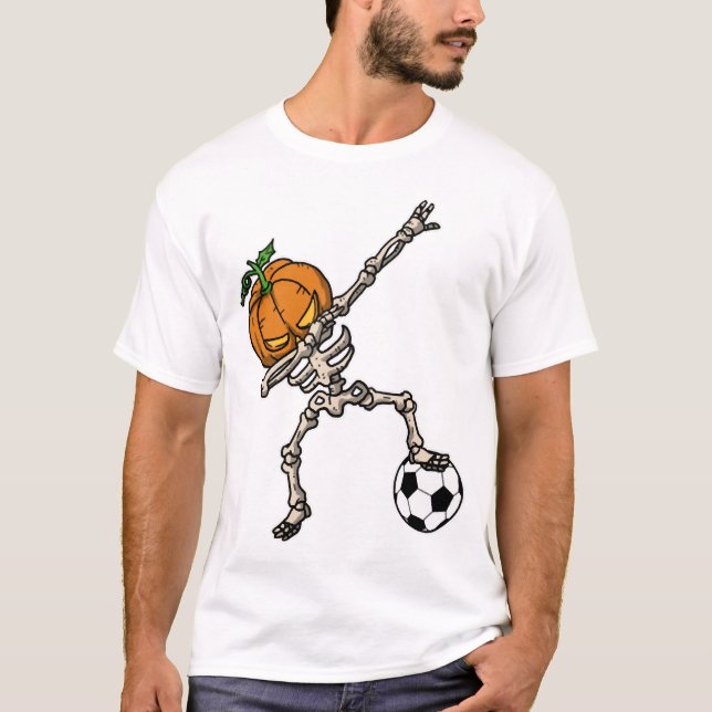 Camiseta Ideia de Presente de Futebol Cabeça de Abóbora Dab (Frente)