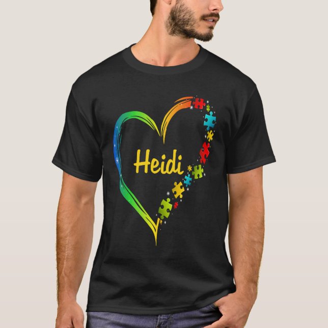 Camiseta ideia de quebra-cabeça do coração de conscientizaç (Frente)