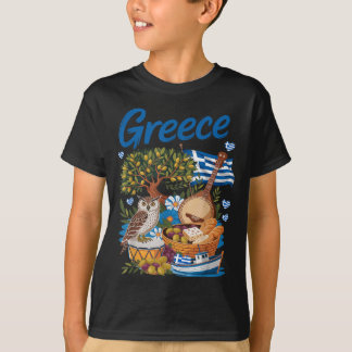 Camiseta Ideia de Roupa com a Bandeira Grega para Crianças 
