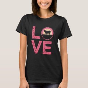 Camiseta Ideia de Vaca ao Pôr do Sol de Animal de Fazenda