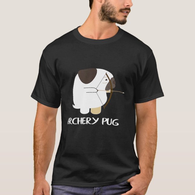Camiseta Ideia Divertida de Arqueiro Pug (Frente)