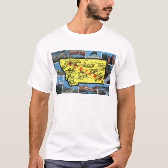 Camiseta Ideia do estado com cidades, vistas cénicos (Frente)