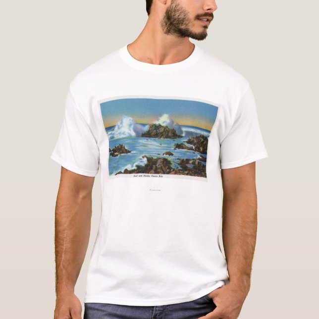 Camiseta Ideia do surf ao longo da rocha (Frente)