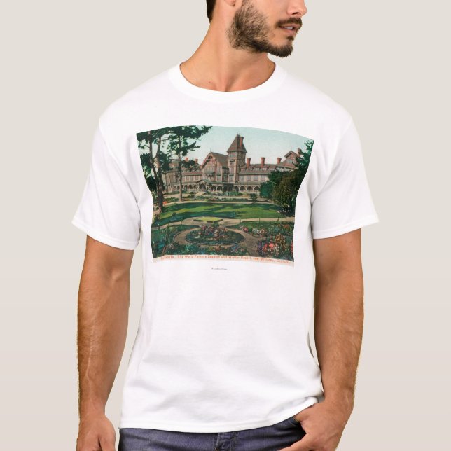 Camiseta Ideia exterior do hotel del Monte e de terras (Frente)