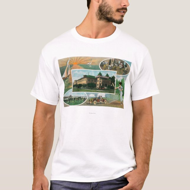 Camiseta Ideia exterior do Sanitarium e de vistas cénicos (Frente)