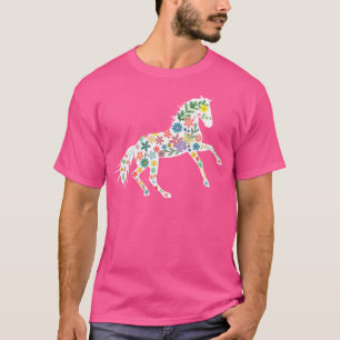 Camiseta Ideia Floral De Cowgirl Ocidental Para Cavalo E Ro