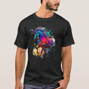 Camiseta Ideia Paixão Cavalos Cavaleiro Aquarela Salpico