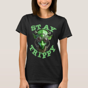 Camiseta ideia Paz OVNI Fique Trippy Pequeno Hippie Verde A
