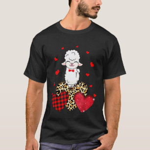 Camiseta Ideias de Lhama Fofa com Coração Xadrez Vermelho d