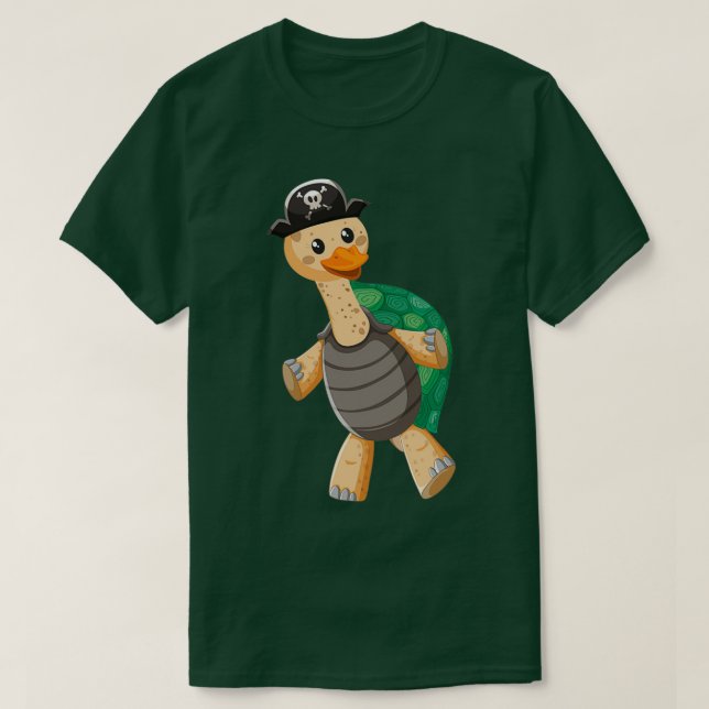 Camiseta ideias de presentes de pirata de tartaruga engraça (Frente do Design)