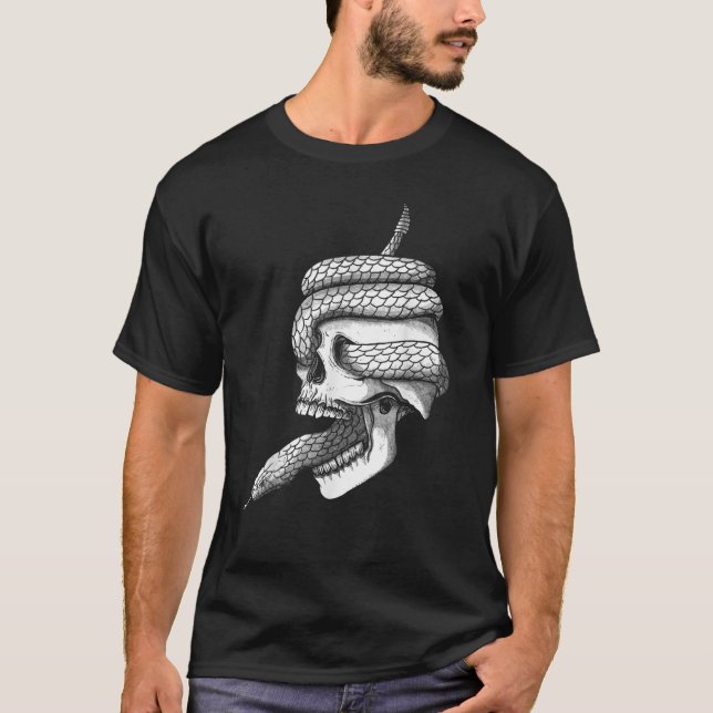 Camiseta Ideias do crânio e Cobra para as Mulheres Homens G (Frente)