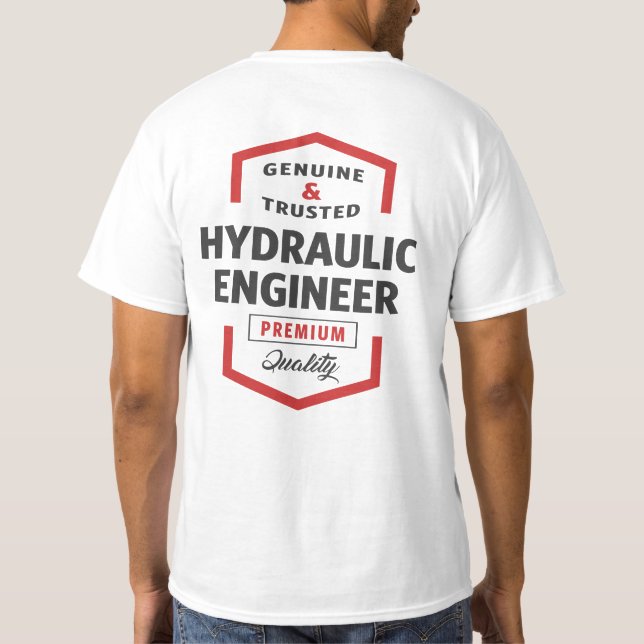 Camiseta Ideias do logotipo do Engenheiro hidráulico. (Verso)