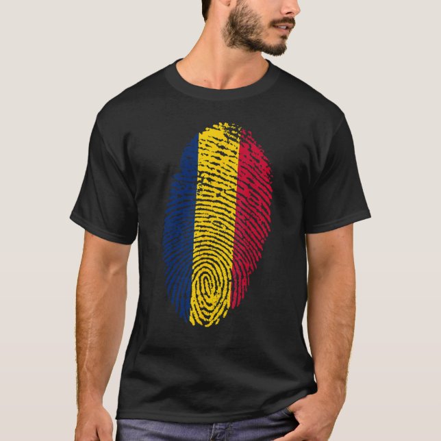 Camiseta Identidade Chadiana do Chade com Impressão Digital (Frente)