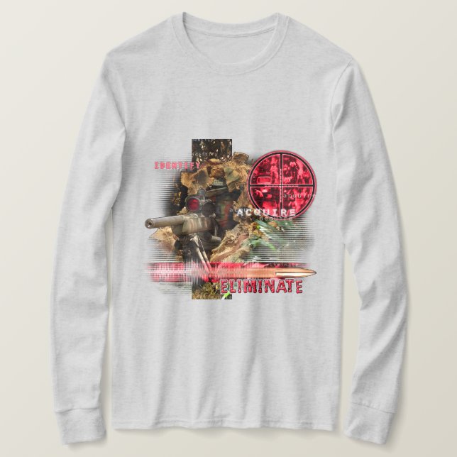 Camiseta Identificar Aproximação Obter Eliminação (Frente do Design)