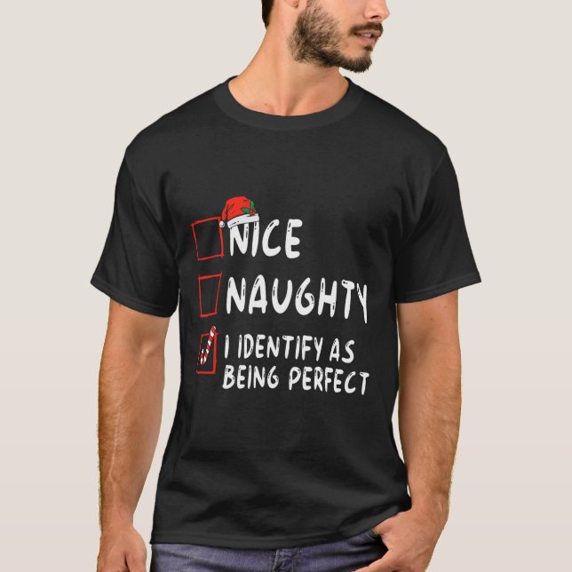 Camiseta Identificar Como Divertido Perfeito Travesso Lista (Frente)