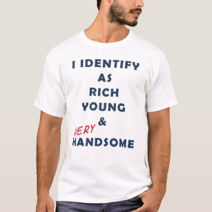 Camiseta Identifico-me como Jovens Ricos e Homens Engraçado