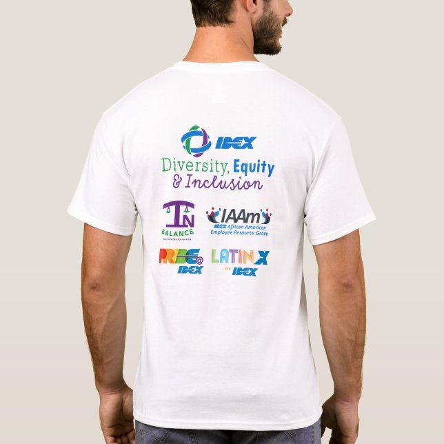 Camiseta IDEX Health & Science Diversity em branco (Verso)