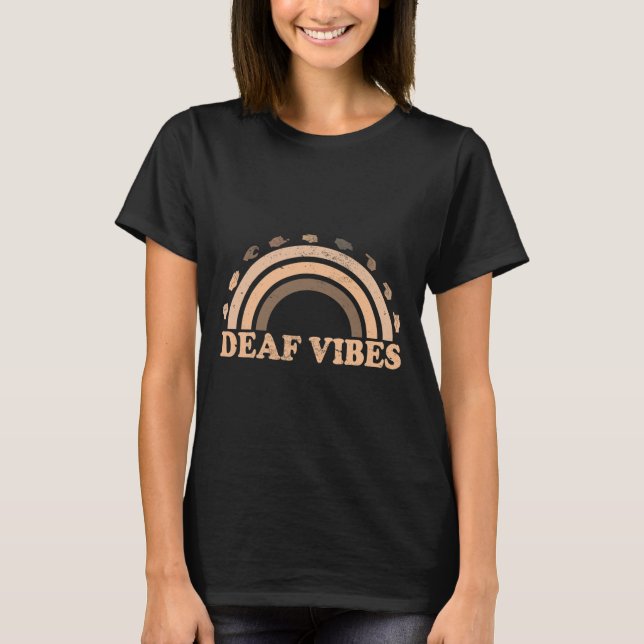 Camiseta Idioma de Sinal Asl Gesto Mão surda Vibes Awarenes (Frente)