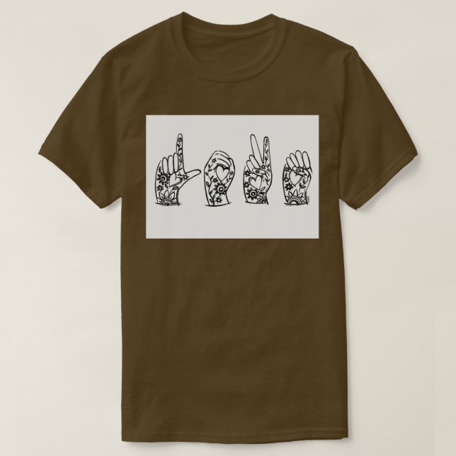 Camiseta Idioma do sinal de AMOR 11 (Frente do Design)