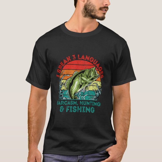 Camiseta Idiomas Caça ao Sarcasmo Pesca Hobby Hunter Pas (Frente)