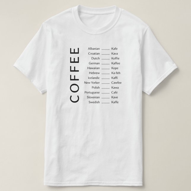 Camiseta - Idiomas do café (Frente do Design)