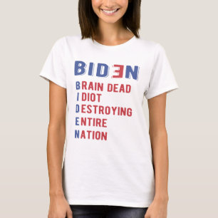 Camiseta Idiota do Morto do Cérebro Biden Destruindo Toda N