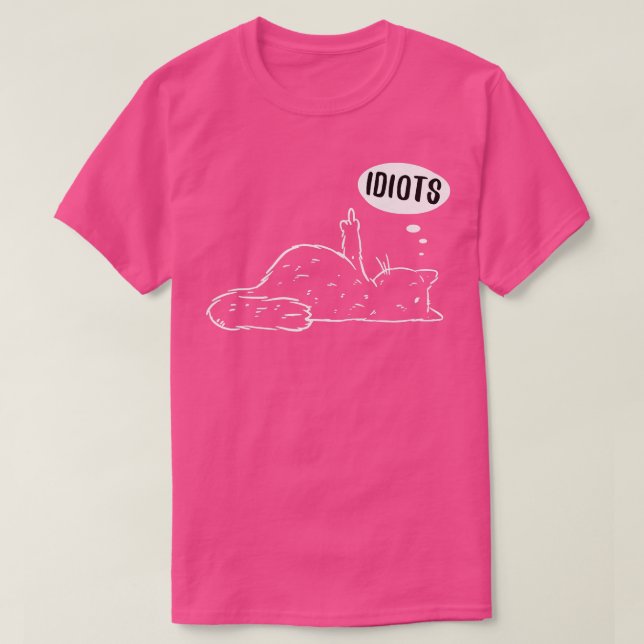 Camiseta Idiotas Gatinhos De Gato De Dedo Médio De Gato Com (Frente do Design)