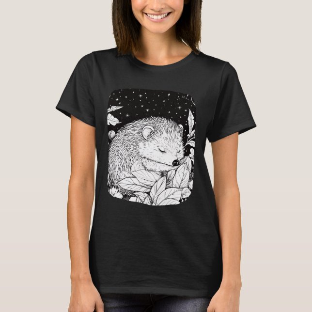 Camiseta Igel bei Nacht unter magischem Sternenhimmel (Frente)