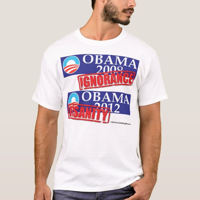 Camiseta Ignorância 2012 ou demência de Obama (Frente)