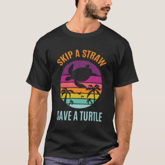 Camiseta Ignorar A Palheta Plástica Para Salvar As Tartarug
