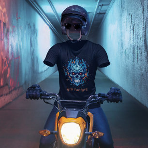 Camiseta Ignore seu espírito com este crânio de chamas