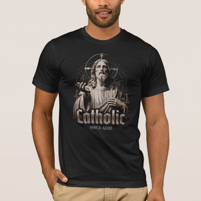 Camiseta Igreja Católica Romana desde Cristo de Jesus AD33 (Frente)