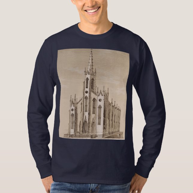 Camiseta Igreja de São Nicolau Antiga Nova York Desenho (Frente)