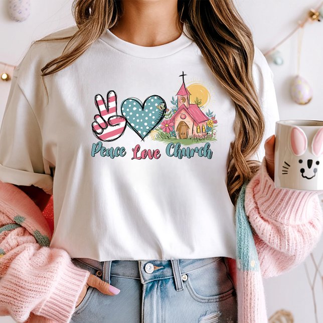 Camiseta Igreja do Amor pela Paz Retron Christian (Criador carregado)