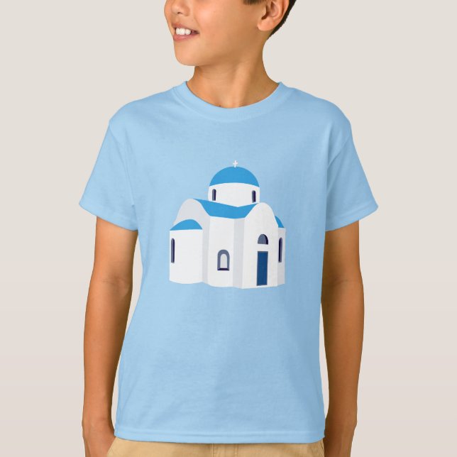 Camiseta Igreja Grécia Azul-Dome Grega (Frente)