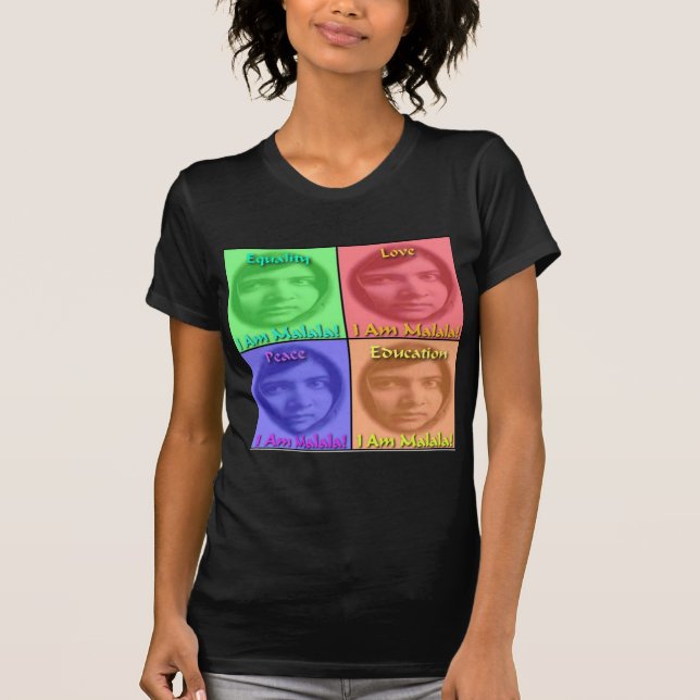 Camiseta Igualdade de educação da paz do amor de Malala (Frente)