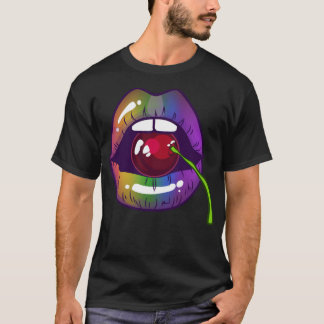 Camiseta Igualdade do Orgulho LGBT Rainbow Cherry Kiss (1) 