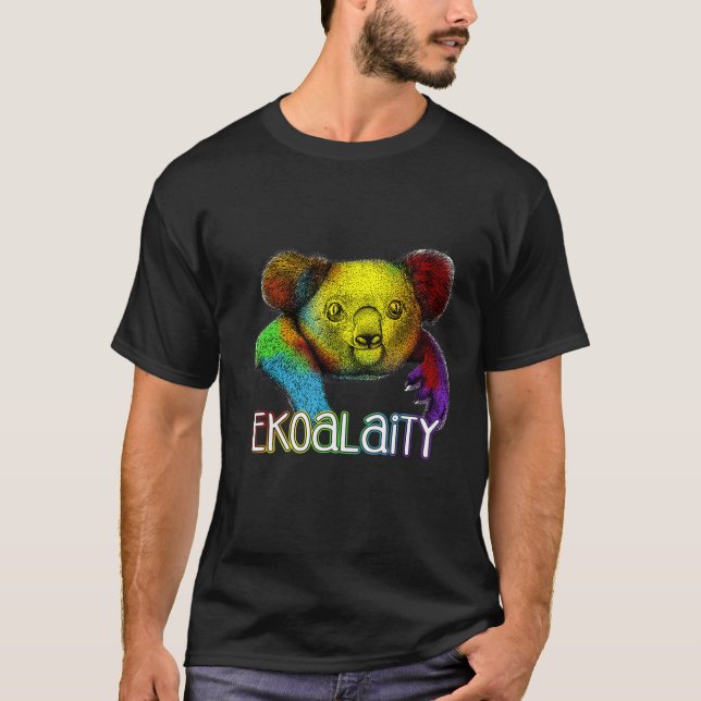 Camiseta Igualdade Ekoality Cute Koala Rainbow Lgbt Pride F (Frente)
