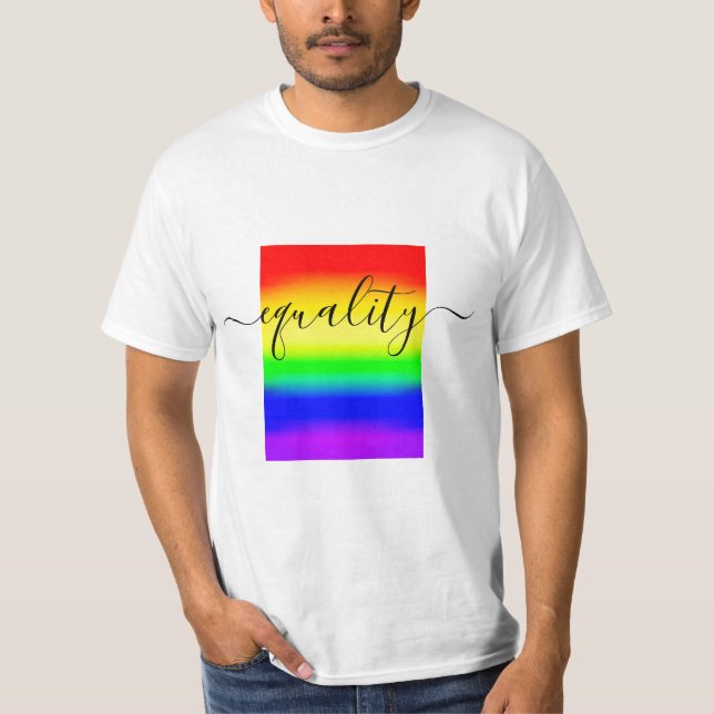 Camiseta Igualdade LGBT Orgulho Arco-Íris Sinalizador Gradi (Frente)
