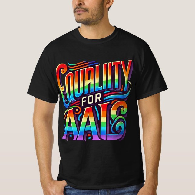 Camiseta Igualdade para Todos. Design de tipografia multico (Frente)