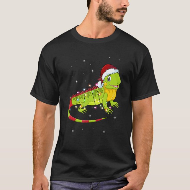 Camiseta Iguana Christmas Light Sweet Animal Xmas (Frente)