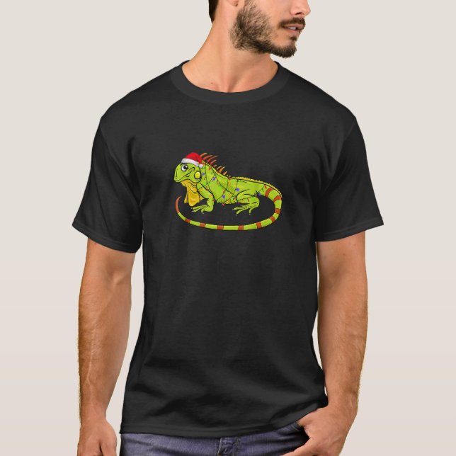 Camiseta Iguana Christmas Lights Animais Xmas (Frente)