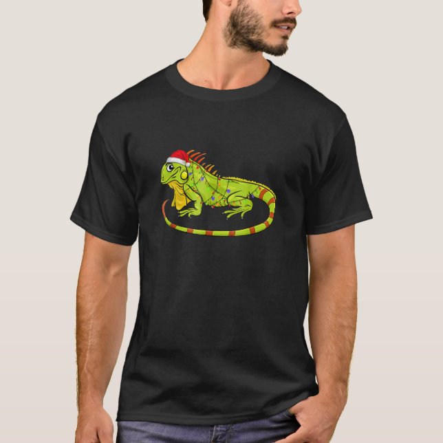 Camiseta Iguana Christmas Lights Animais Xmas (Frente)