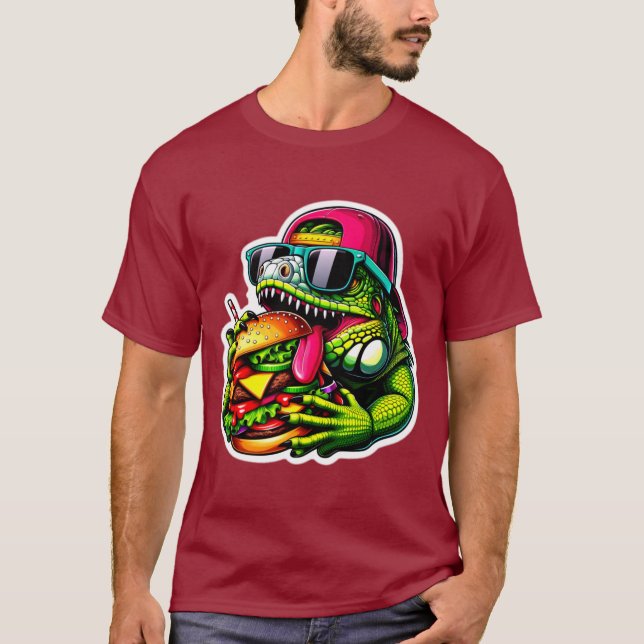 CAMISETA IGUANA COMENDO CHEESEBURGER 3 (Frente)