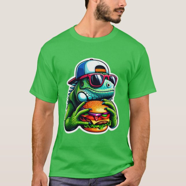 CAMISETA IGUANA COMENDO CHEESEBURGER 5A (Frente)